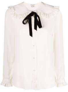 Saint Laurent шелковая блузка с воротником Питер Пэн