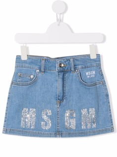 MSGM Kids джинсовая юбка с логотипом