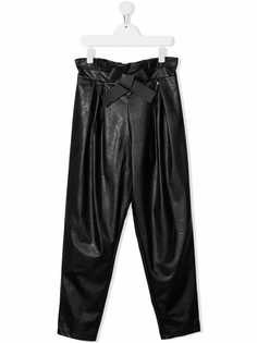 Elisabetta Franchi La Mia Bambina присборенные брюки из искусственной кожи