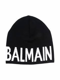 Balmain Kids шапка бини вязки интарсия с логотипом