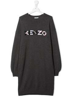 Kenzo Kids платье-свитер с вышитым логотипом