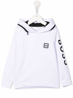 BOSS Kidswear флисовое худи с нашивкой-логотипом