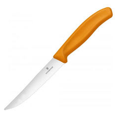 Нож кухонный Victorinox Swiss Classic, для стейка, 120мм, заточка серрейтор, стальной, оранжевый [6.7936.12l9]