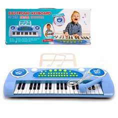 Музыкальные инструменты Наша Игрушка синтезатор, 37 клавиш, микрофон, запись (голубой)