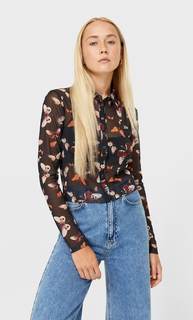 Stradivarius Рубашка Из Прозрачной Ткани Оранжевый S