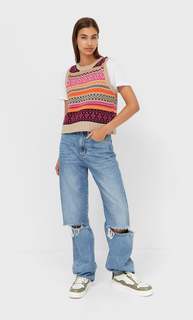 Stradivarius Жаккардовый Жилет Бежевый Xs
