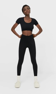 Stradivarius Бесшовный Топ В Балетном Стиле Черный S