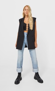 Stradivarius Двубортный Жилет Черный S