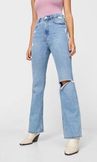 Stradivarius Джинсы Клеш В Винтажном Стиле С Темным Эффектом Потертости 40