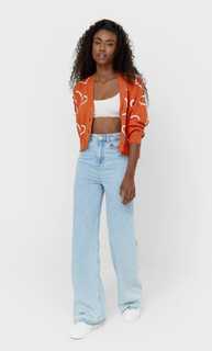 Stradivarius Жаккардовый Кардиган Оранжевый L