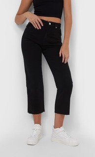 Stradivarius Укороченные Джинсы Прямого Кроя Черный 40