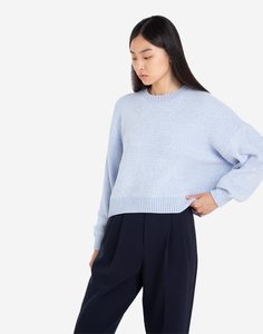 Голубой джемпер oversize из велюровой пряжи Gloria Jeans