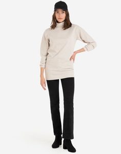 Бежевая туника oversize с объёмными рукавами Gloria Jeans