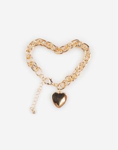 Золотистый браслет-цепочка с сердечком Gloria Jeans