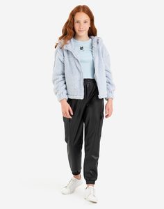 Голубая толстовка oversize из искусственного меха для девочки Gloria Jeans