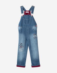 Утеплённый джинсовый комбинезон с вышивкой для девочки Gloria Jeans