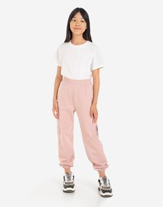 Розовые спортивные брюки-карго с QR-кодом для девочки Gloria Jeans