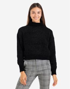 Чёрный велюровый свитер oversize Gloria Jeans