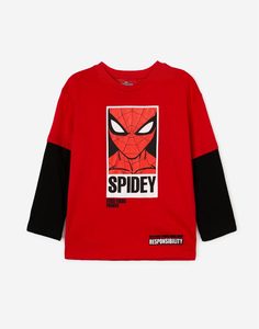 Красный лонгслив с принтом Spider-Man для мальчика Gloria Jeans