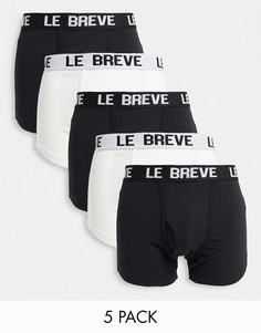 Набор из 5 боксеров-брифов черного и белого цветов Le Breve-Черный цвет