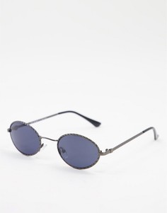 Солнцезащитные очки в круглой серой оправе в стиле унисекс AJ Morgan-Серый