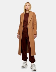 Бежевое пальто с поясом Topshop-Нейтральный