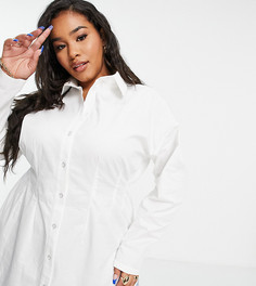 Белая удлиненная рубашка с корсетной вставкой ASOS DESIGN Curve-Белый