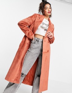Длинное пальто из искусственного меха с завязкой на талии рыжего цвета Glamorous-Оранжевый цвет