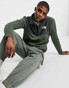Флисовый топ с молнией длиной 1/4 цвета хаки The North Face Mountain Athletic-Зеленый цвет
