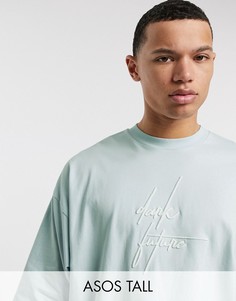 Длинная футболка в стиле oversized с вышитым логотипом ASOS Dark Future Tall-Синий