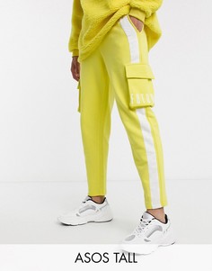 Узкие джоггеры от комплекта с карманами по бокам и принтом логотипа ASOS Dark Future Tall-Желтый