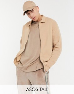 Светло-коричневая трикотажная куртка Харрингтон в стиле oversized ASOS DESIGN-Коричневый цвет