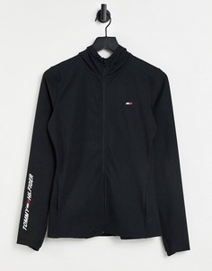 Черный худи на молнии с логотипом Tommy Hilfiger Sport-Черный цвет