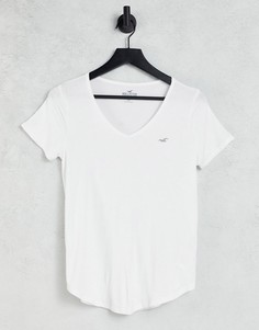 Базовая белая футболка с круглым вырезом Hollister-Белый