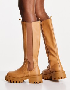 Бежевые сапоги с квадратным носком и толстой подошвой ASOS DESIGN Chestnut-Светло-бежевый цвет
