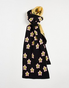 Жаккардовый вязаный шарф с цветочным принтом ASOS DESIGN-Multi