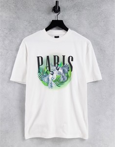 Белая футболка с принтом птиц и надписью "Paris" River Island-Белый