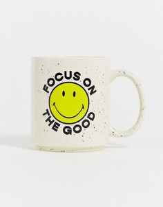Кружка с надписью "Focus On The Good" Typo x Smiley-Разноцветный
