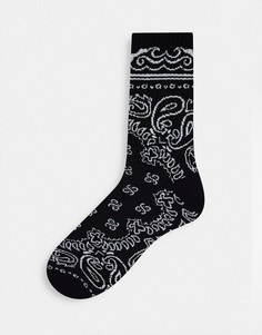 Черные носки с узором пейсли Topman-Черный цвет