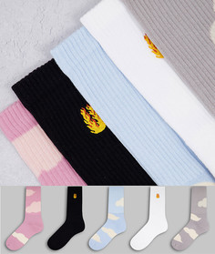 Набор из 5 пар носков разных цветов с облаками Topman-Разноцветный
