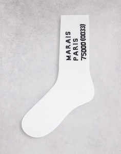 Белые носки с принтом "Paris" Topman-Белый