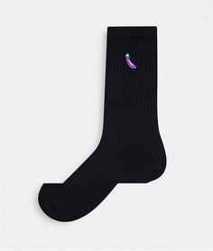 Черные носки с баклажанами Topman-Черный цвет