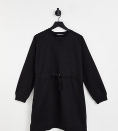 Черное платье-свитер мини с завязками на талии Threadbare Petite-Черный цвет
