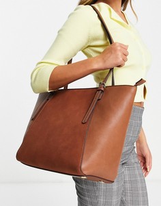 Светло-коричневая структурированная сумка-тоут из комбинированной искусственной замши Accessorize-Коричневый цвет