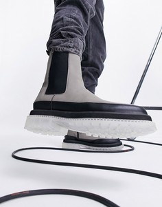 Светло-бежевые ботинки челси из искусственной замши на прозрачной массивной подошве ASOS DESIGN-Светло-бежевый цвет