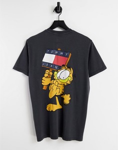 Черная футболка в стиле унисекс с принтом на спине Tommy Jeans X Garfield-Черный