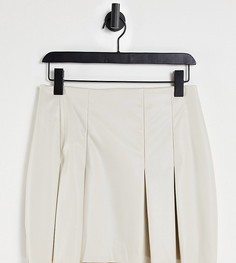 Теннисная юбка в складку из искусственной кожи кремового цвета ASYOU-Голубой