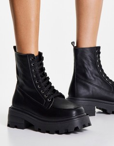 Черные массивные ботинки на шнуровке Topshop Kayla-Черный цвет