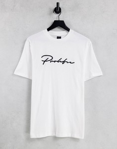 Узкая белая футболка с принтом "Prolific" River Island-Белый