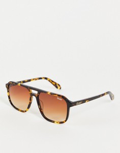 Cолнцезащитные очки унисекс в черепаховой оправе с оранжевыми градиентными линзами Quay X Maluma On The Fly-Коричневый цвет